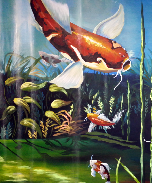 Coix fish acrylic painting, underwater ocean scen "coix fish" canvas art - Image 11