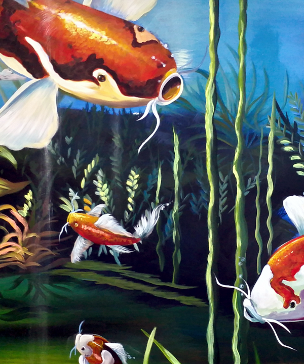 Coix fish acrylic painting, underwater ocean scen "coix fish" canvas art - Image 8