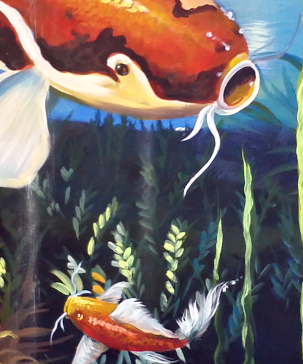 Coix fish acrylic painting, underwater ocean scen "coix fish" canvas art - Image 7